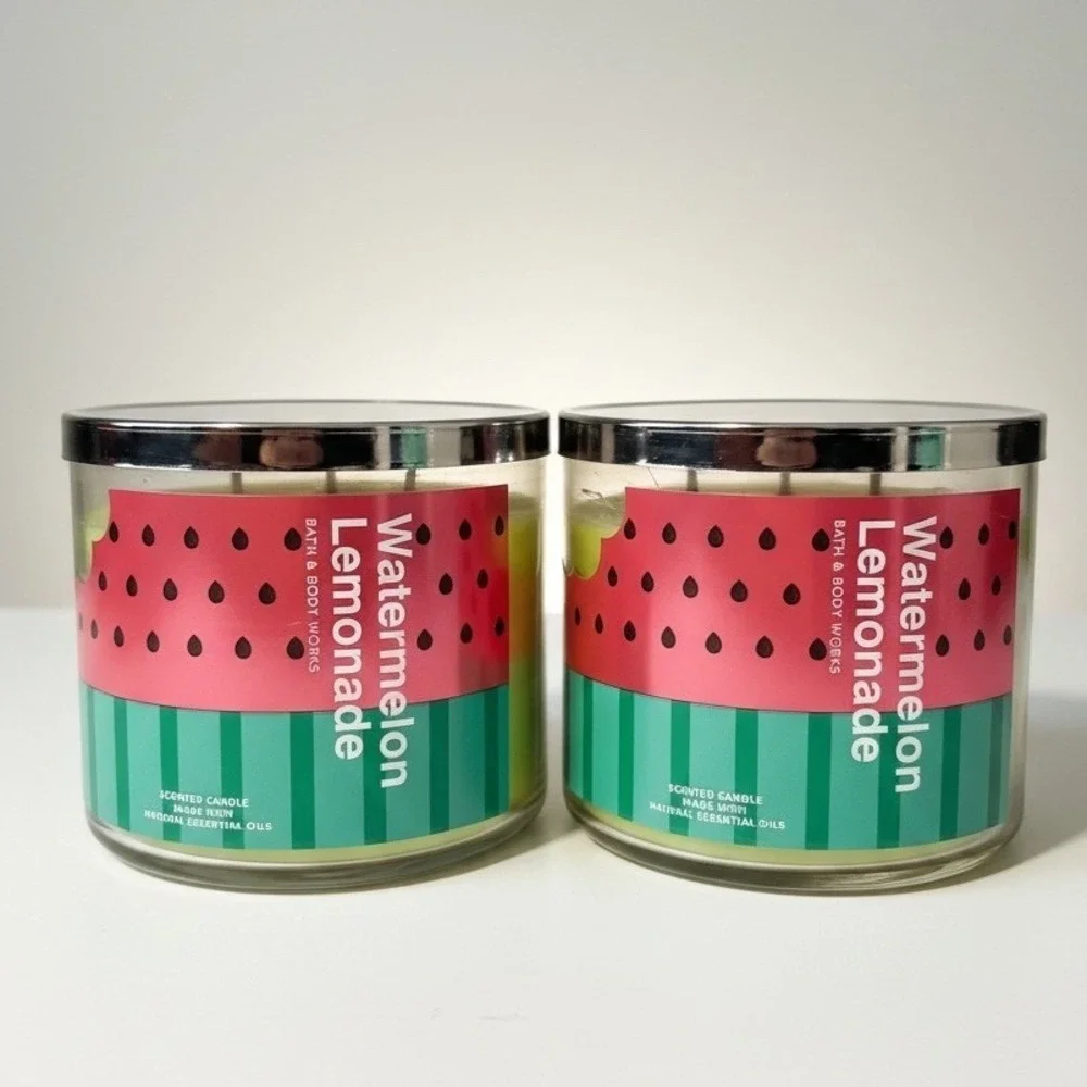 Bath Body Works Watermelon Lemonade 3 Wick Candle‎ 14.5oz Set of 2 New